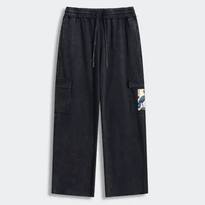 Tokyo-Tiger Colorful Crane Washed Utility Sweatpants