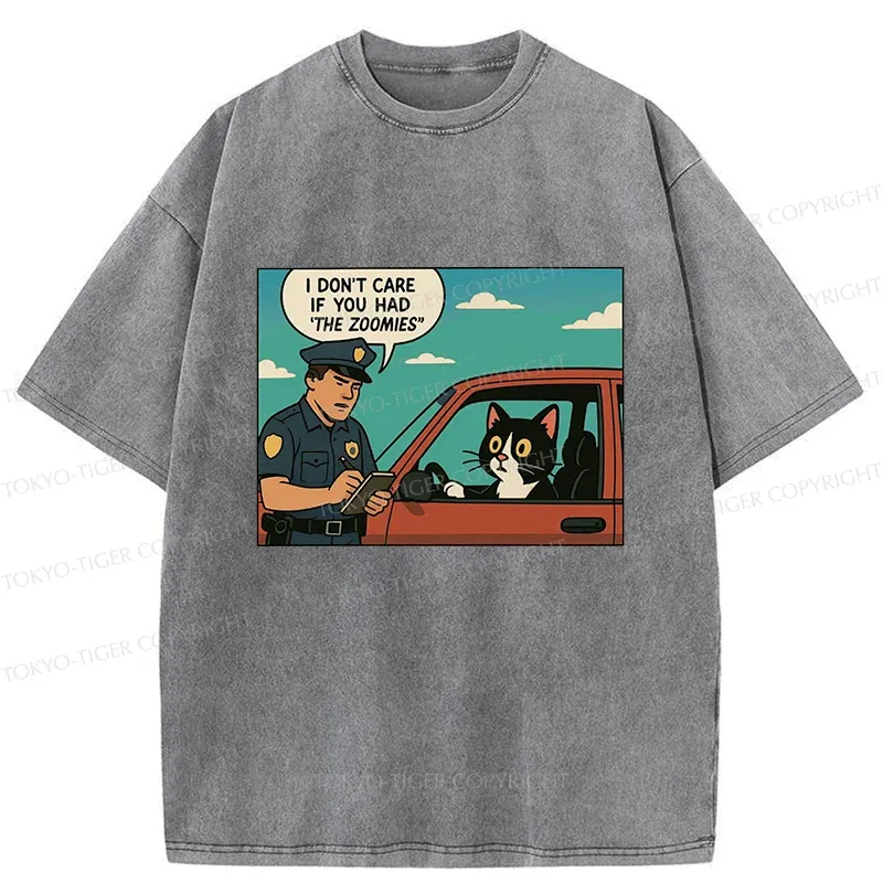 Tokyo-Tiger Cat Gets Ticket For Speeding Washed T-Shirt