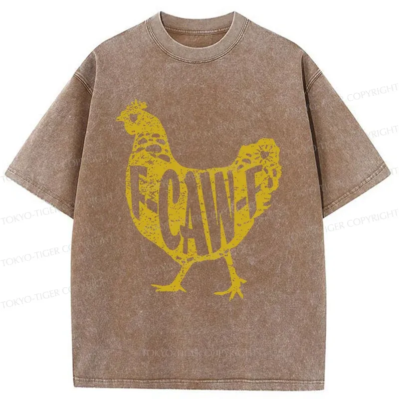 Tokyo-Tiger Cock Crows Funny Washed T-Shirt
