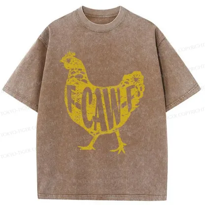 Tokyo-Tiger Cock Crows Funny Washed T-Shirt