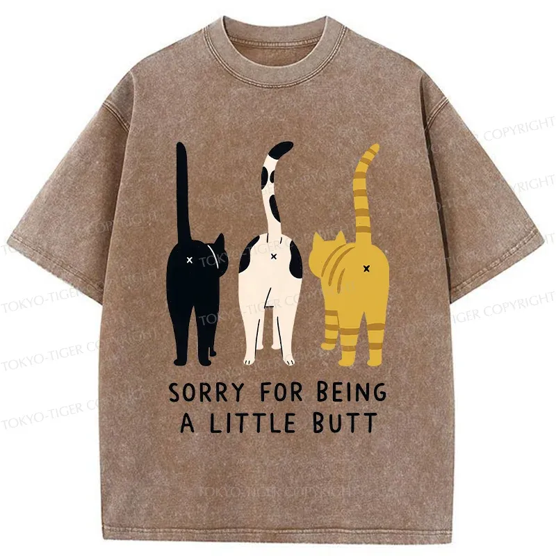 Tokyo-Tiger Cat's Butt Funny Washed T-Shirt
