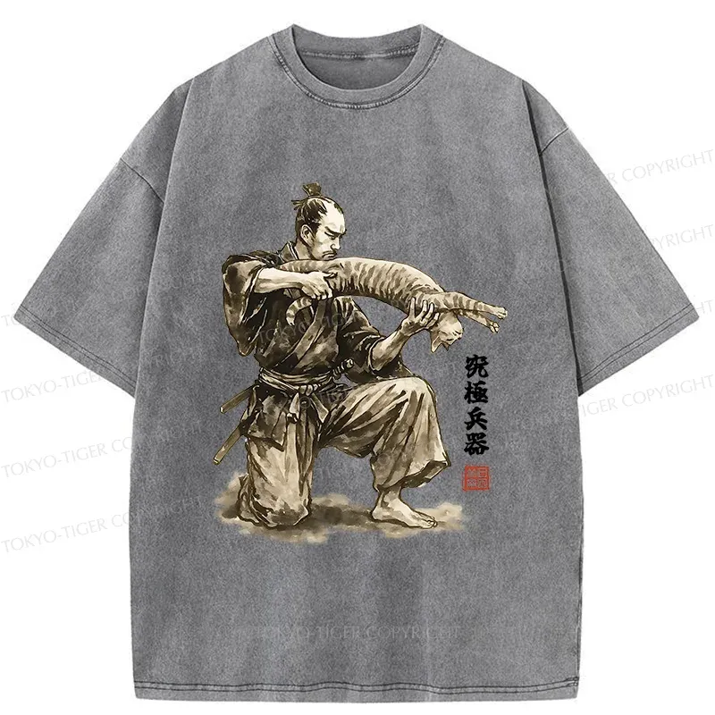Tokyo-Tiger Ultimate Weapon Funny Washed T-Shirt Sale