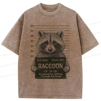 Tokyo-Tiger Arrested Raccoon Washed T-Shirt