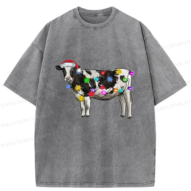 Tokyo-Tiger Christmas Cow Washed T-Shirt