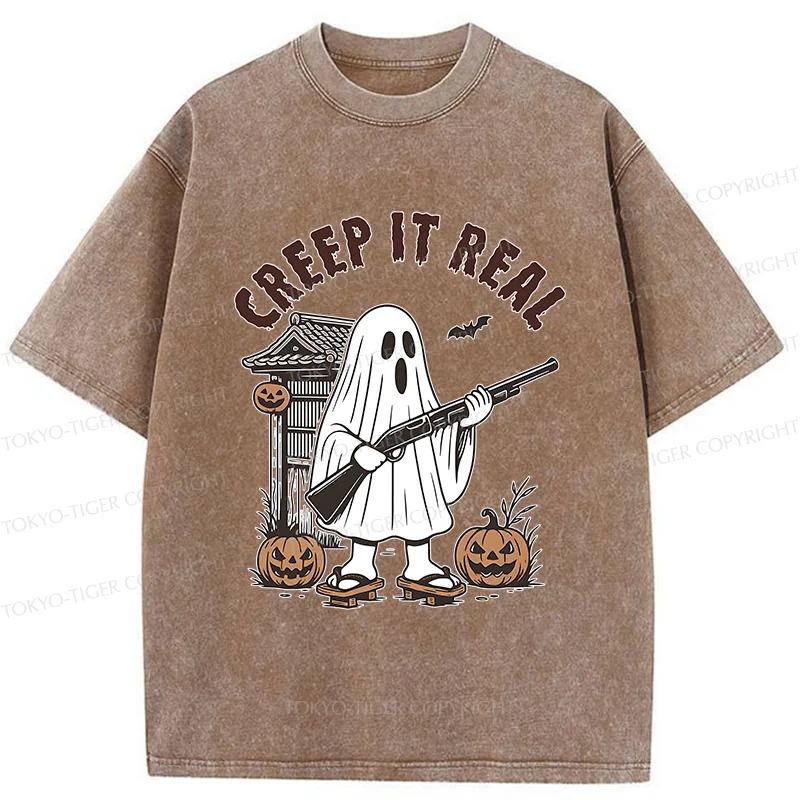 Tokyo-Tiger Halloween Japanese Ghost Washed T-Shirt