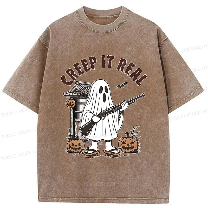 Tokyo-Tiger Halloween Japanese Ghost Washed T-Shirt