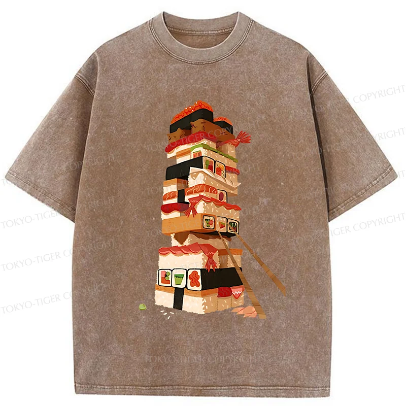 Tokyo-Tiger Sushi Game Washed T-Shirt
