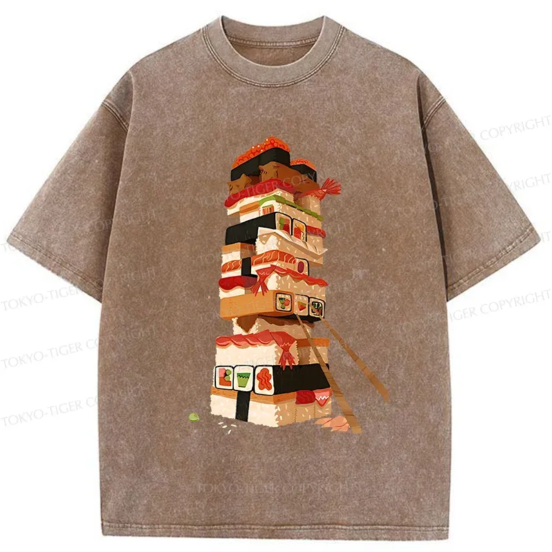 Tokyo-Tiger Sushi Game Washed T-Shirt