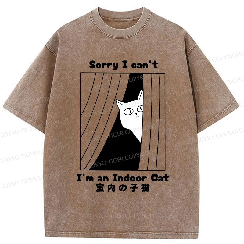 Tokyo-Tiger Indoor Kitten Funny Washed T-Shirt