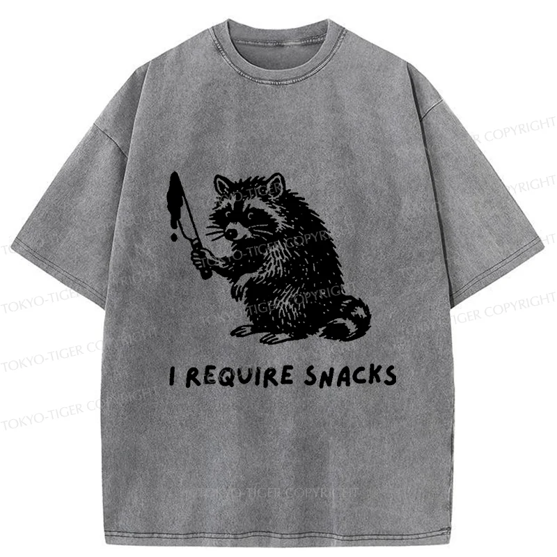 Tokyo-Tiger Raccoons Need Snacks Funny Washed T-Shirt