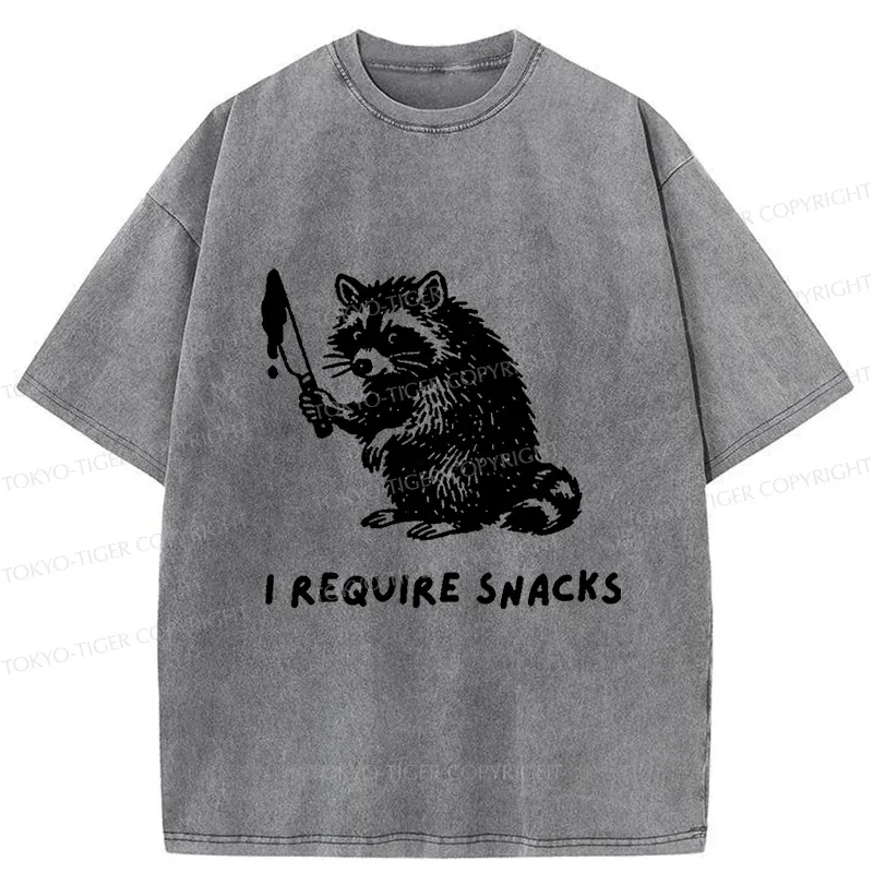 Tokyo-Tiger Raccoons Need Snacks Funny Washed T-Shirt