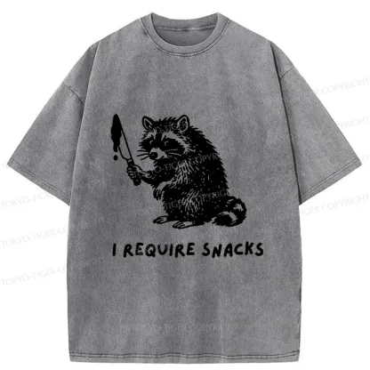 Tokyo-Tiger Raccoons Need Snacks Funny Washed T-Shirt