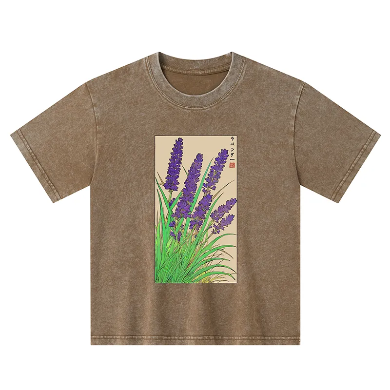 Tokyo-Tiger Japanese Lavender Kids Washed T-Shirt