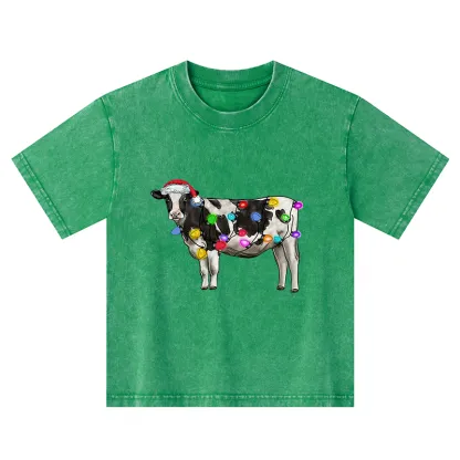 Tokyo-Tiger Christmas Cow Kids Washed T-Shirt