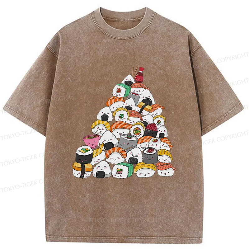Tokyo-Tiger Christmas Sushi Washed T-Shirt