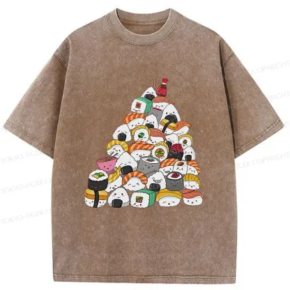 Tokyo-Tiger Christmas Sushi Washed T-Shirt