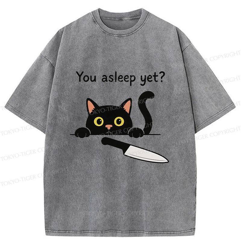 Tokyo-Tiger Cat With Murderous Intent Washed T-Shirt