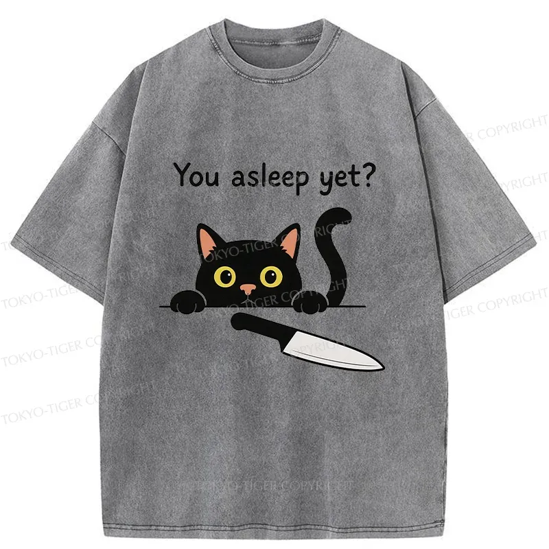 Tokyo-Tiger Cat With Murderous Intent Washed T-Shirt