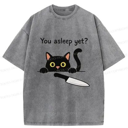 Tokyo-Tiger Cat With Murderous Intent Washed T-Shirt