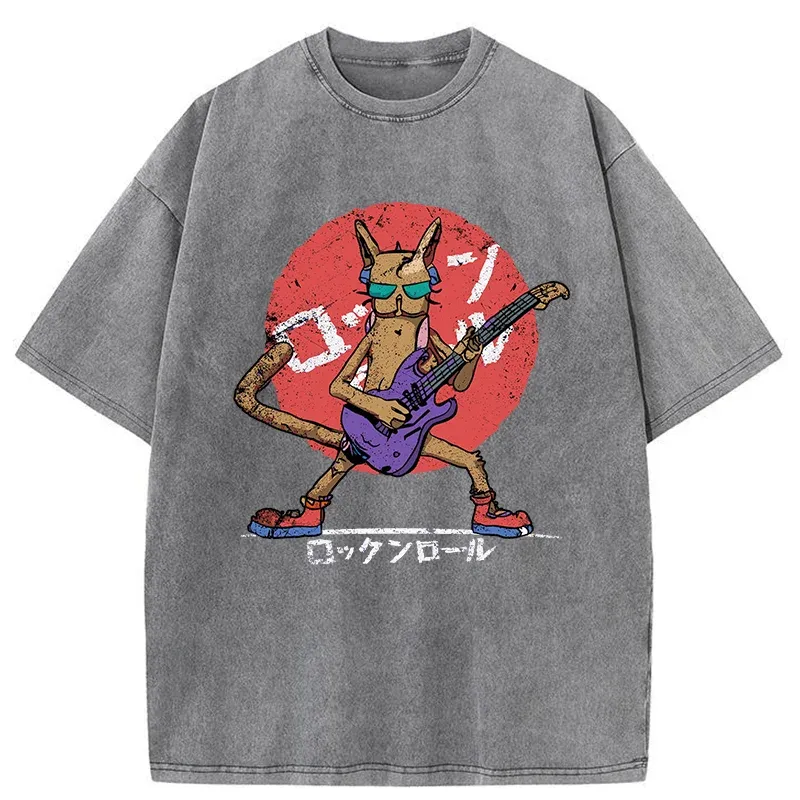 Tokyo-Tiger Rock Cat Washed T-Shirt