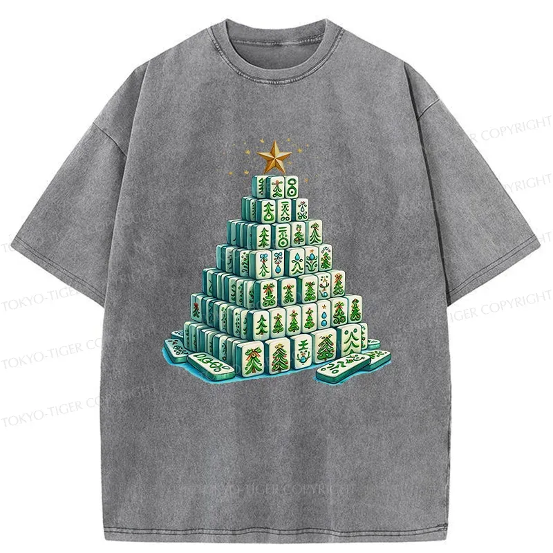 Tokyo-Tiger Christmas Mahjong Washed T-Shirt