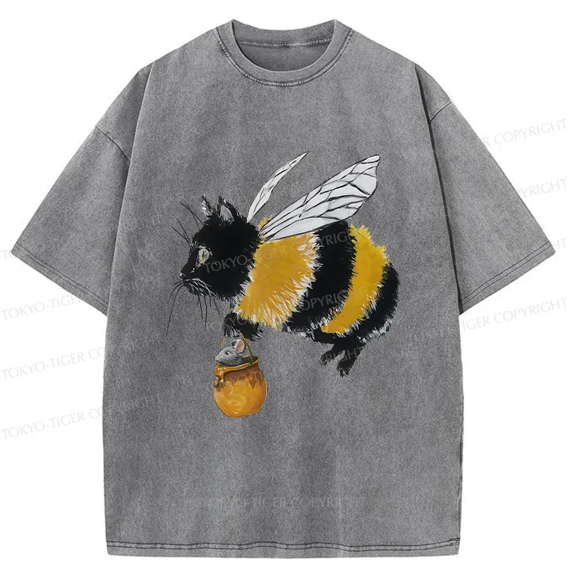 Tokyo-Tiger Catbee Funny Washed T-Shirt