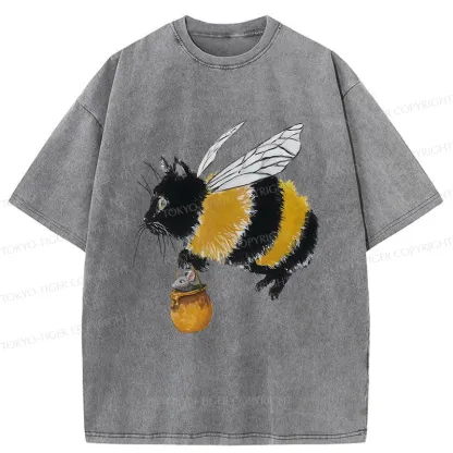 Tokyo-Tiger Catbee Funny Washed T-Shirt