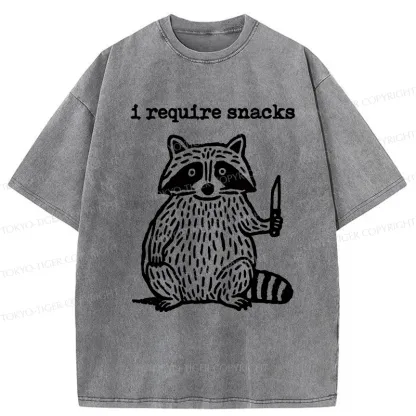 Tokyo-Tiger Silly Raccoon Needs Snacks Washed T-Shirt