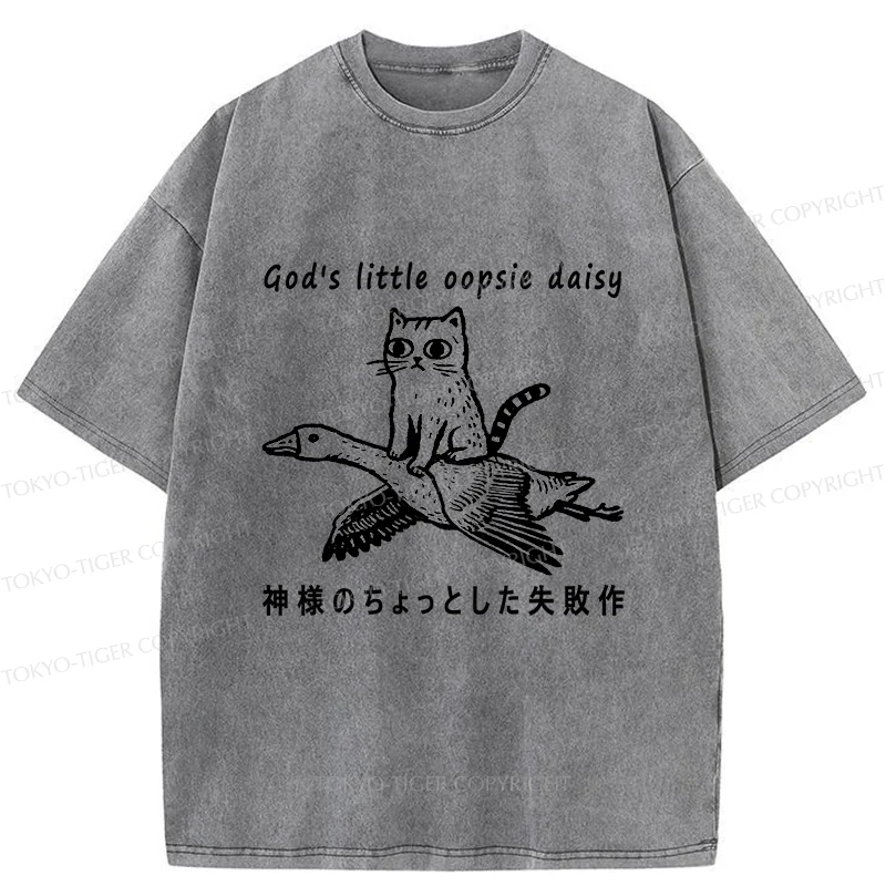 Tokyo-Tiger Little Oopsie Daisy Cat Washed T-Shirt