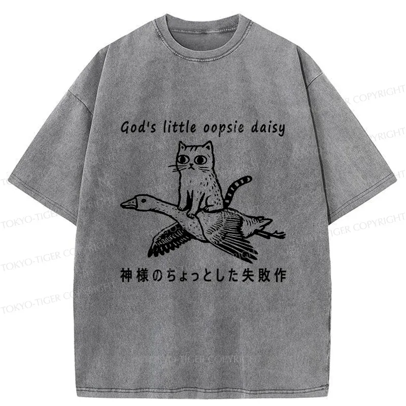 Tokyo-Tiger Little Oopsie Daisy Cat Washed T-Shirt