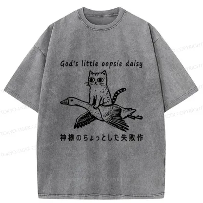 Tokyo-Tiger Little Oopsie Daisy Cat Washed T-Shirt
