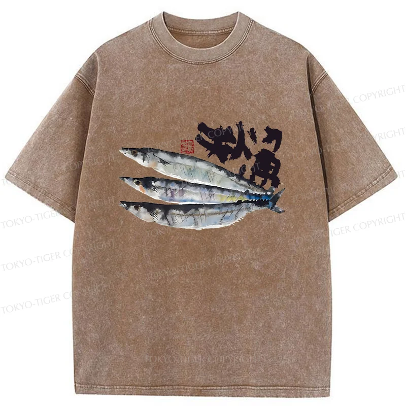 Tokyo-Tiger Pacific Saury Washed T-Shirt