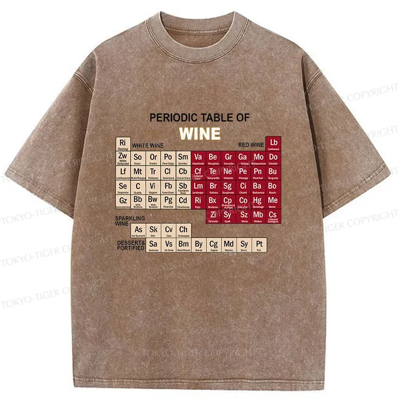 Tokyo-Tiger Table of Elements of Wine Washed T-Shirt