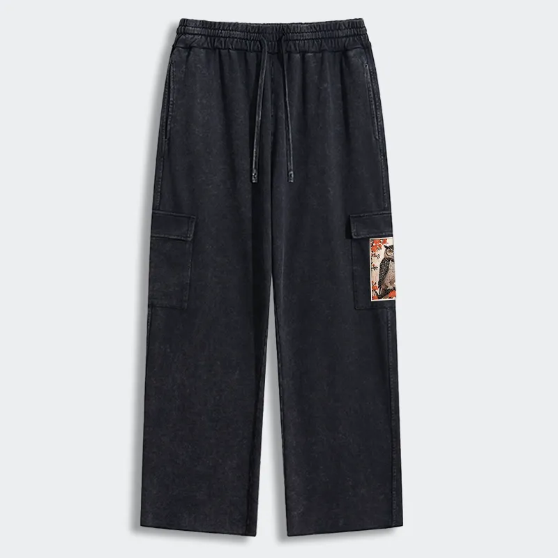 Tokyo-Tiger Vintage Japanese Owl Washed Utility Sweatpants