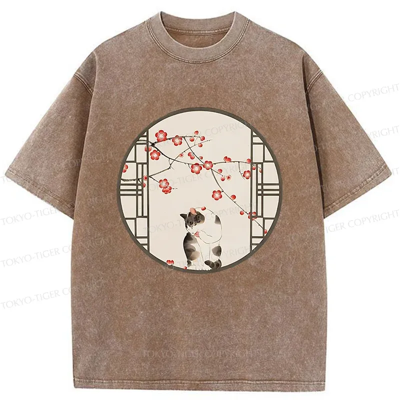 Tokyo-Tiger Beautiful View Outside The Window Washed T-Shirt