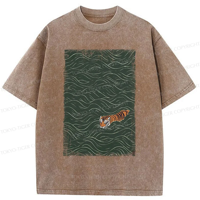Tokyo-Tiger Tiger In The Grass Washed T-Shirt