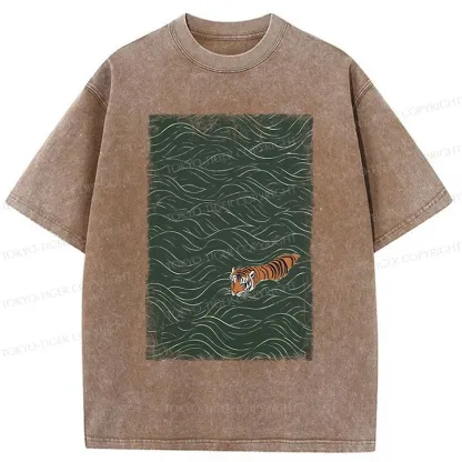 Tokyo-Tiger Tiger In The Grass Washed T-Shirt