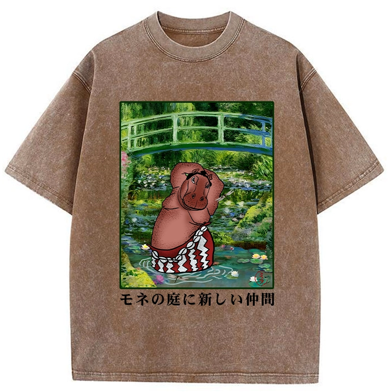 Tokyo-Tiger A New Addition To Monet's Garden Washed T-Shirt