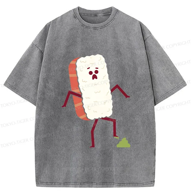 Tokyo-Tiger Sushi Stepped On Wasabi Washed T-Shirt