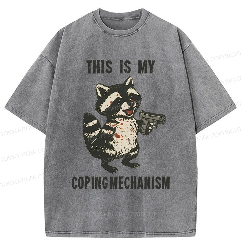 Tokyo-Tiger Raccoon Coping Mechanism Washed T-Shirt