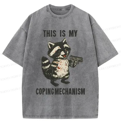 Tokyo-Tiger Raccoon Coping Mechanism Washed T-Shirt
