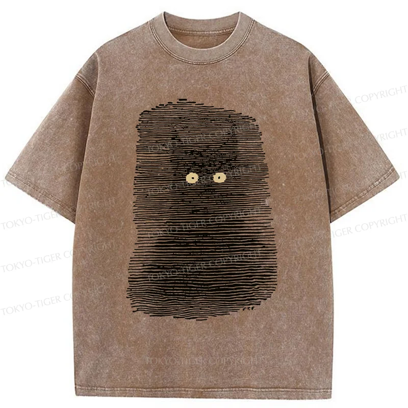 Tokyo-Tiger Cat In The Dark Washed T-Shirt