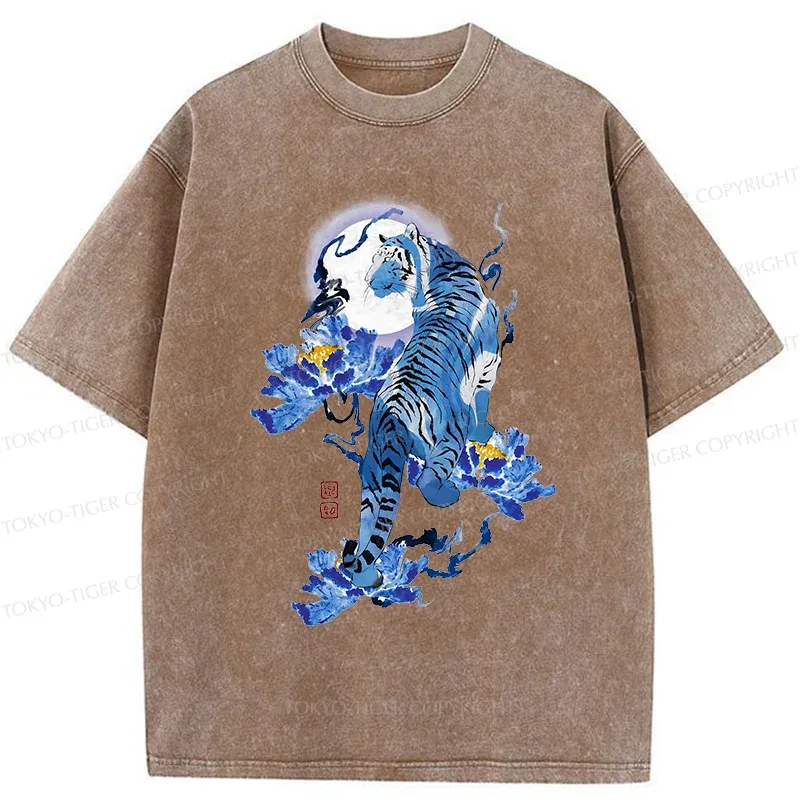 Tokyo-Tiger Japan Blue Tiger Washed T-Shirt