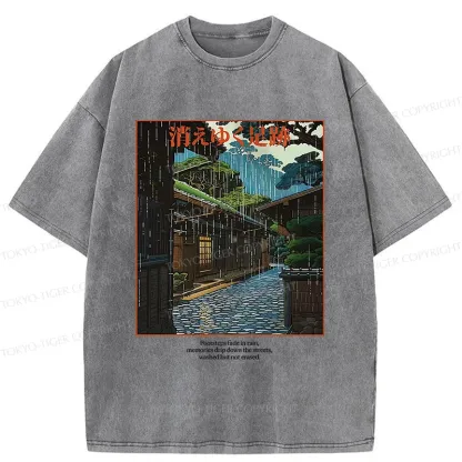Tokyo-Tiger Courtyard In The Rain Washed T-Shirt