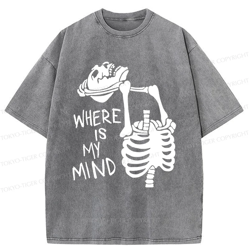 Tokyo-Tiger Confused And Angry Skeleton Washed T-Shirt