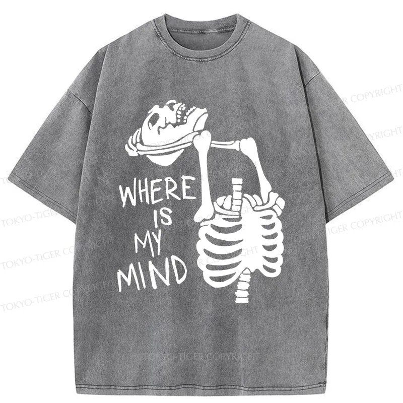 Tokyo-Tiger Confused And Angry Skeleton Washed T-Shirt