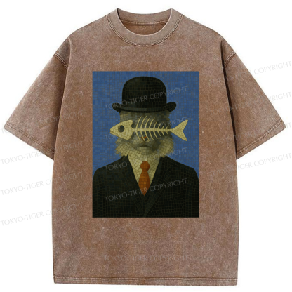 Tokyo-Tiger Fishbone Gentleman Maine Coon Washed T-Shirt