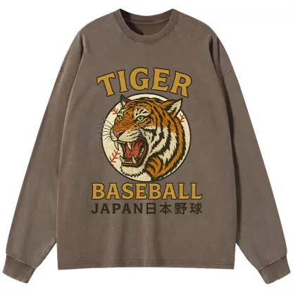 Tokyo-Tiger Osaka Japan Baseball Team Washed Long Sleeve T-Shirt