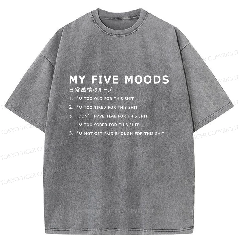 Tokyo-Tiger Daily Cycle Of Emotions Washed T-Shirt