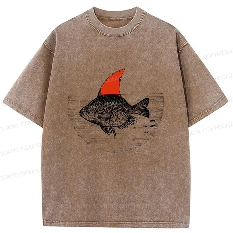 Tokyo-Tiger Shark In The Fish Tank Washed T-Shirt